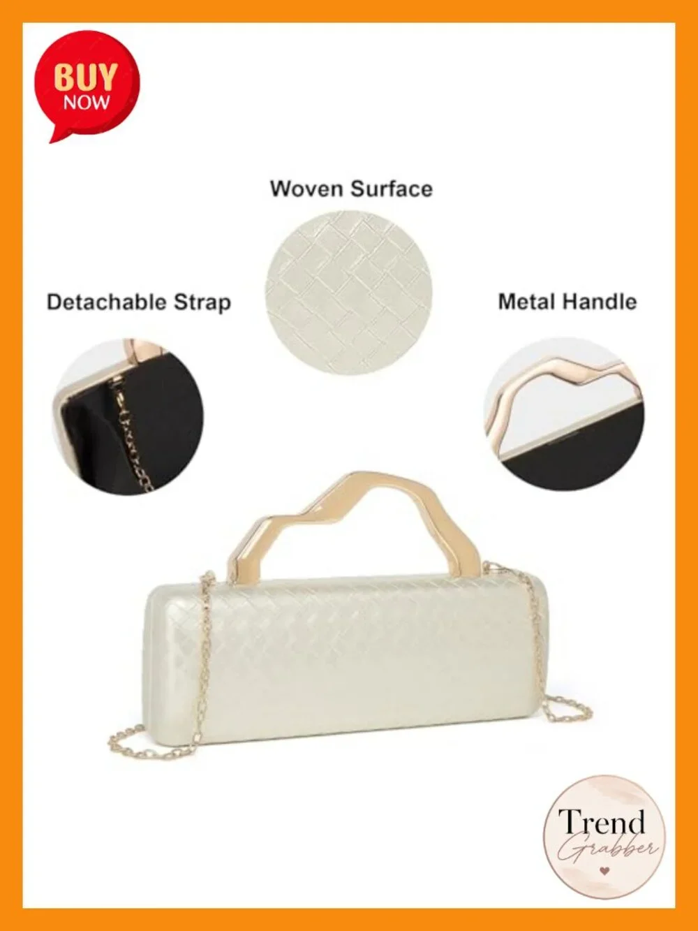 Woven PU Leather Evening Clutch Crossbody Purse with Detachable Chain_4